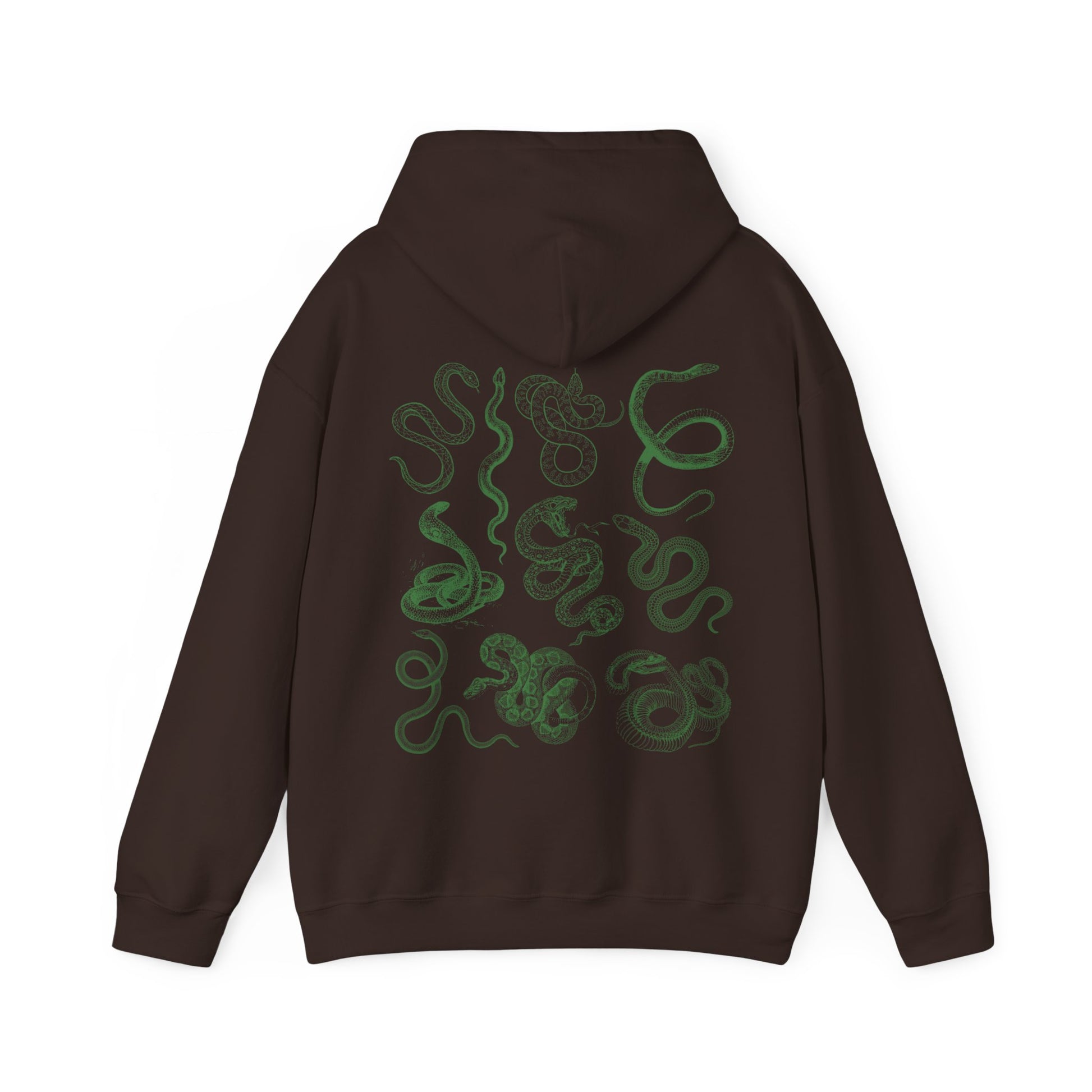 brown hoodie women snake hoodie with green snake print on back of hoodie