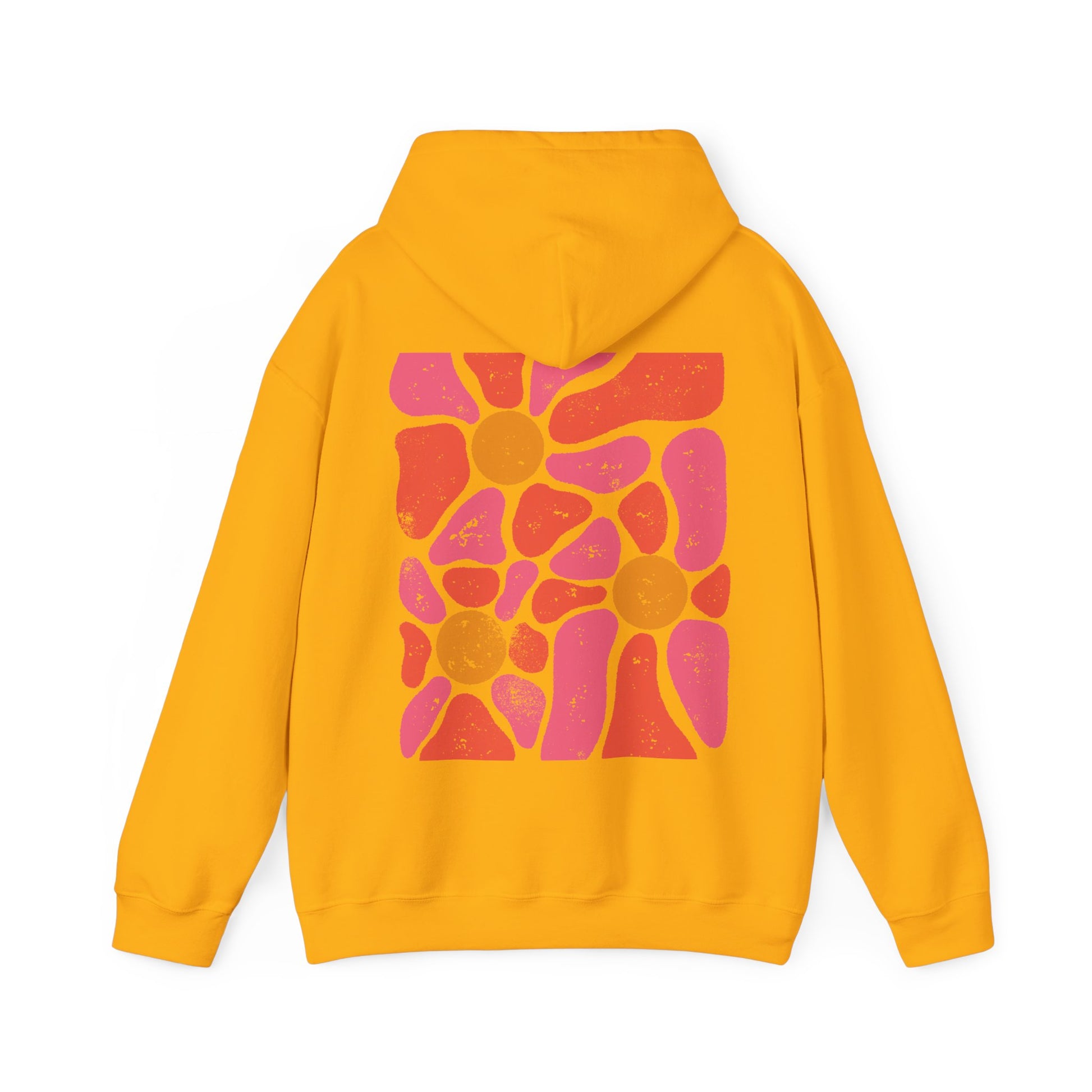 Gold hoodie floral hoodie, boho hoodie with retro abstract flower design on the back of the hoodie