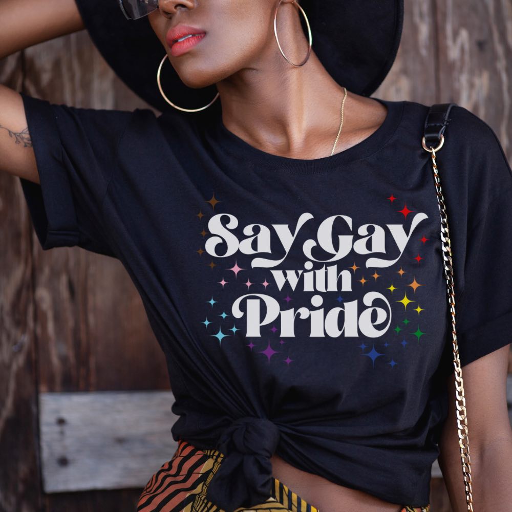 Black unisex say gay shirt