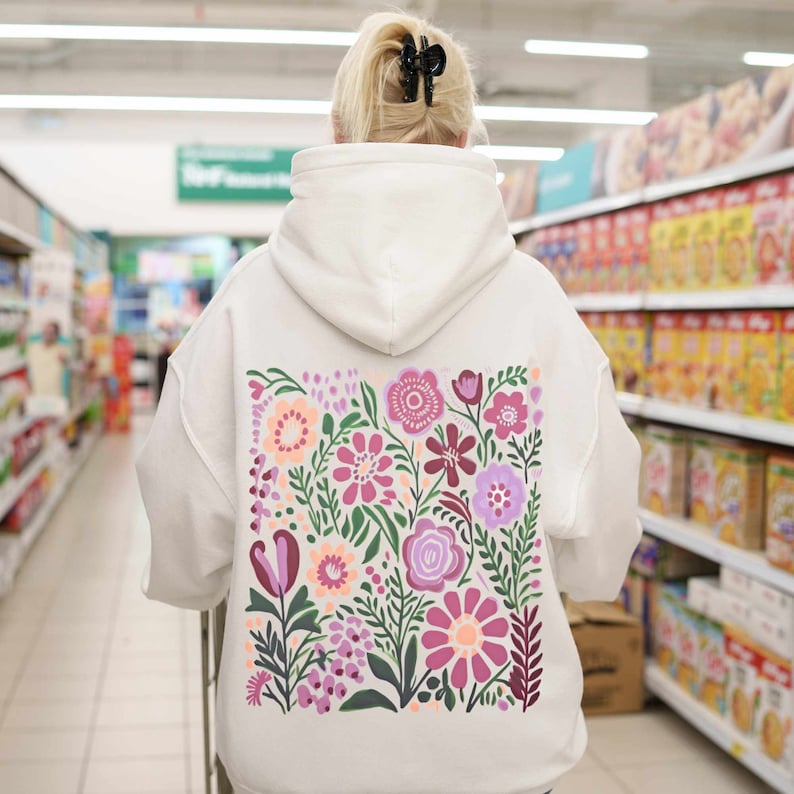 White best sale floral hoodie