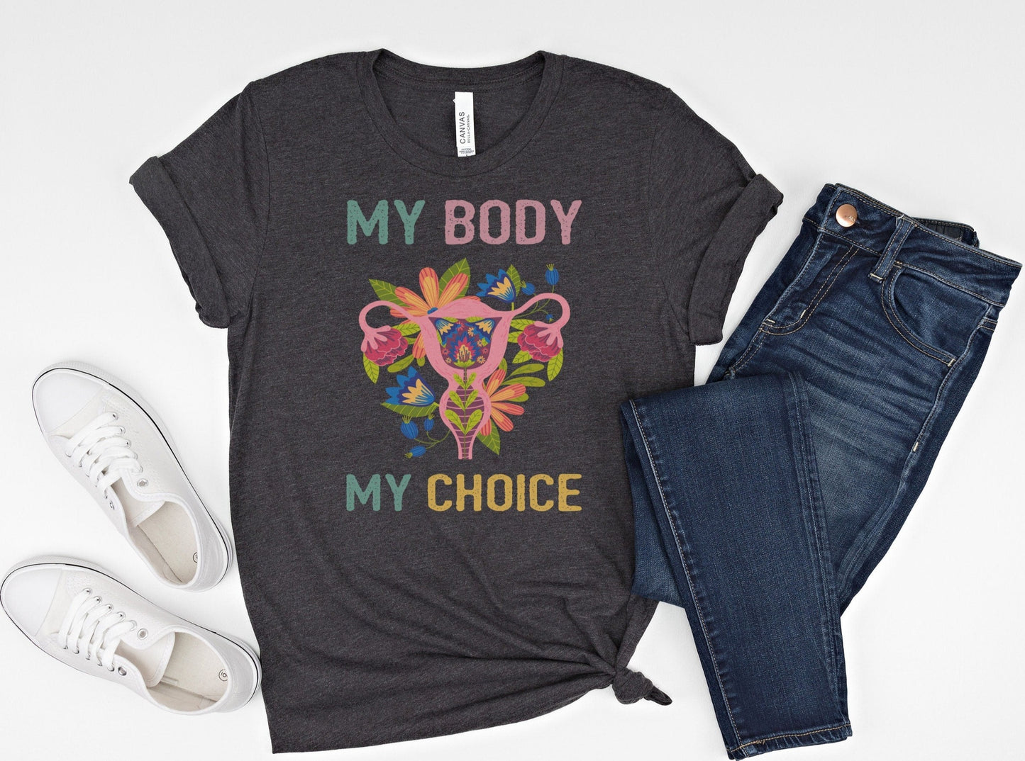 dark gray heather unisex my body my choice tshirt