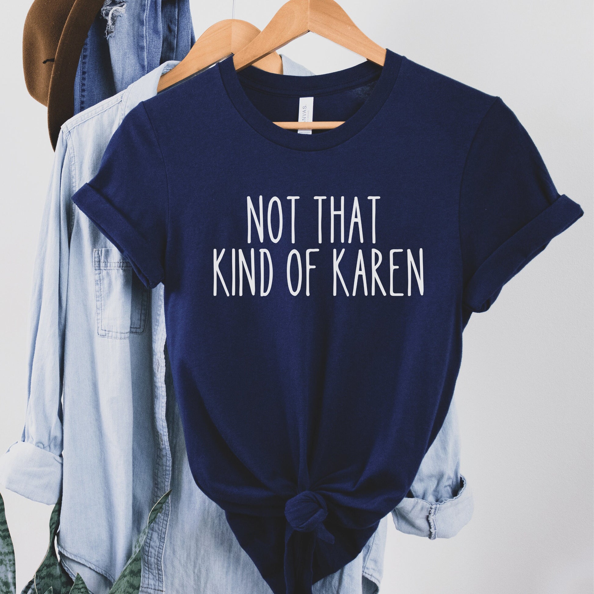 navy blue unisex karen shirts that say not that kind of karen