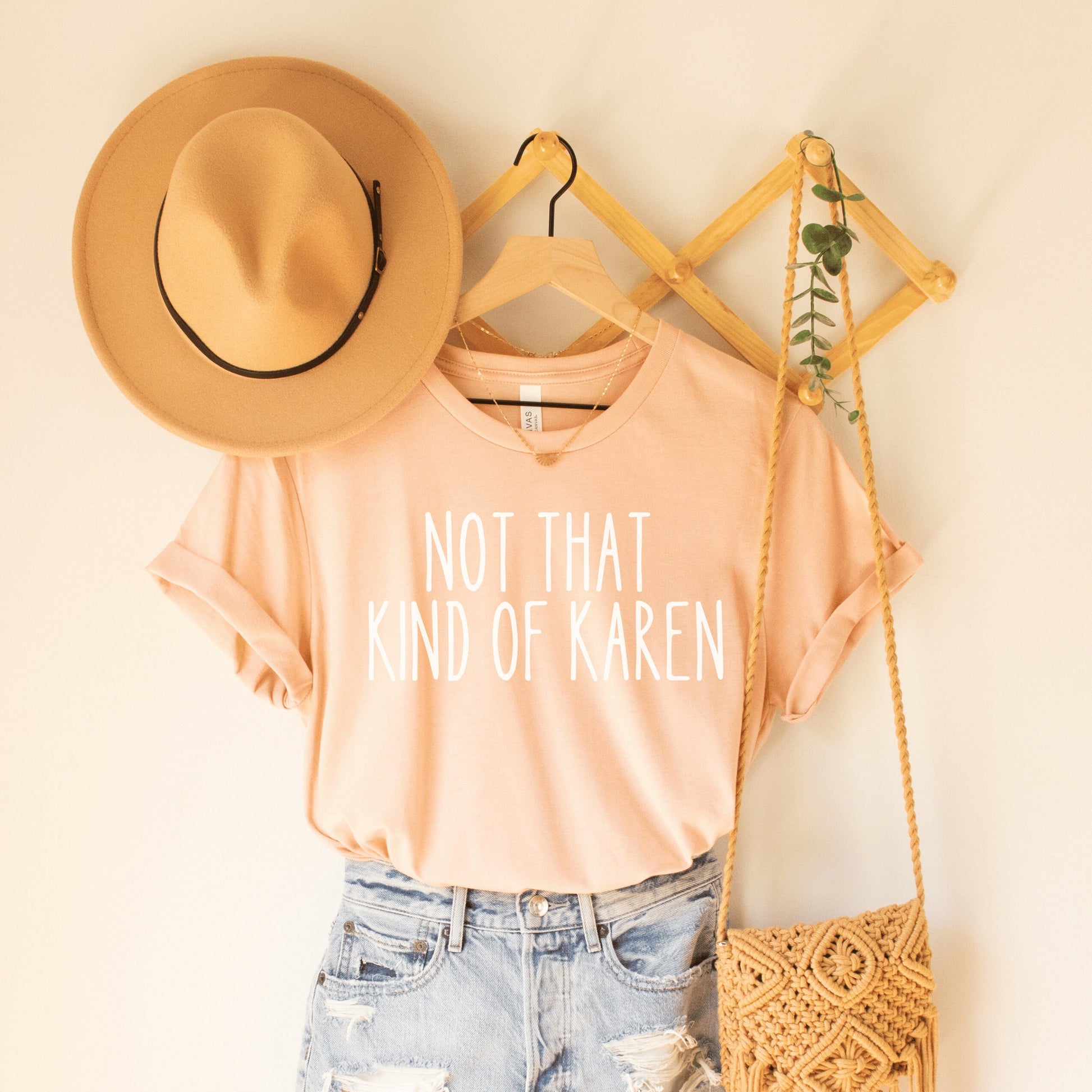 heather peach unisex karen shirts that say not that kind of karen